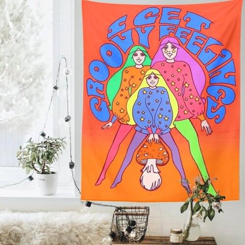 Vintage Mushroom girl Tapestry 80S Tapestry Bohemian Style Decoration Home Decoration Hippie Mattress Girls Dorm Room Decor