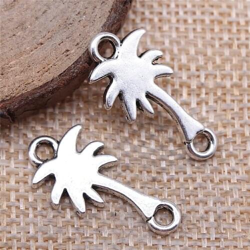 WYSIWYG 10pcs/lot Coconut Charms Connector For Jewelry Making 12x25mm Antique Silver Color Accessories