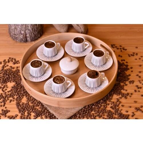 Zebrano Set Of 6 Coffee Cups | Porcelain | Home - Kitchen | Made in Turkey | Free Shipping