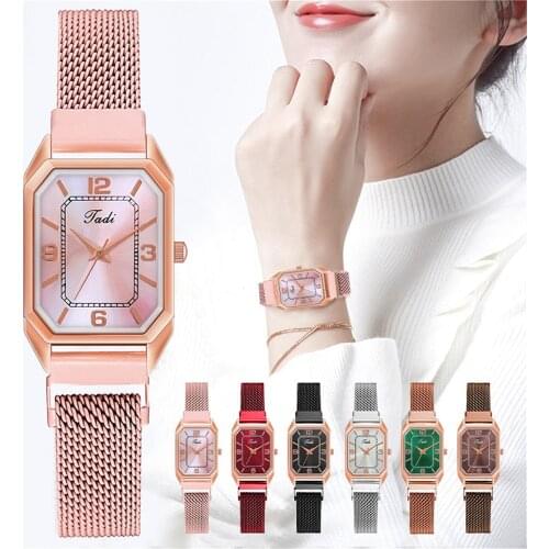 Women Rectangle Simple Dial Watch Luxury Magnetic Clasp Quartz Watches Relogio Feminino Reloj Mujer