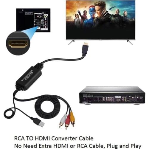 1.8M 3-in-1 RCA to HDTV AV Output Cable Cord RCA HDMI-Compatible Converter Adapter For DVD STB HDTV