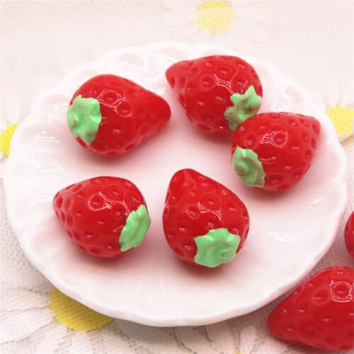 Strawberry fruit 10PCS Resin Flatback Cabochon Miniature food Art Supply Decoration Charm Craft