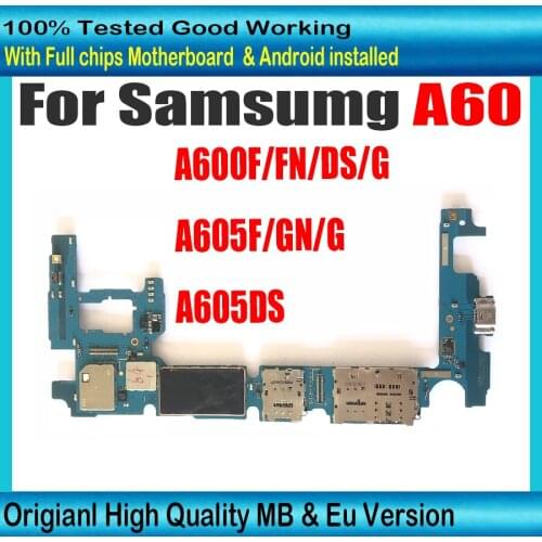 100% Original Unlock Motherboard For Samsung Galaxy A60 A600F/FN/DS A605F/GN A605DS Motherboard With chips Android System MB