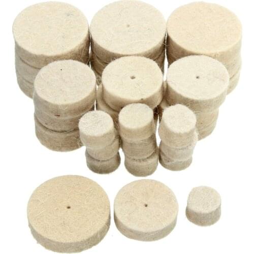 100pcs Wool Felt Polishing Buffing Round Wheel Tool + 2 Shank For Dremel Rotary soft Felt Polishing Buffing Wheel Accessory