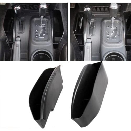 2PCS Car Center Console Cup Phone Card Holder Storage Box Gear Shift Tray Organizer For JEEP Wrangler JK 2011-2018