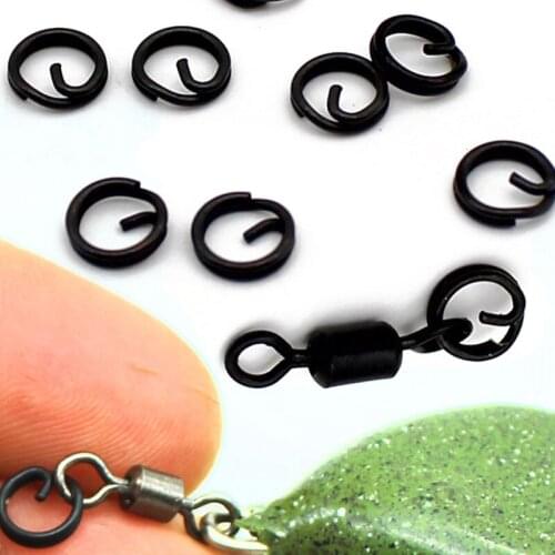 20PCS Carp Fishing Rig Rings Q Shaped Round Hair Rig Blow Back Rig Ring Quick Change Swivel Clips Micro Carp Fishing Accessories