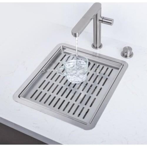 304 Brushed Stainless Steel Sink With Drain Net Cover Bar Counter Small Single Slot Open Tea Bar Single Basin 3539