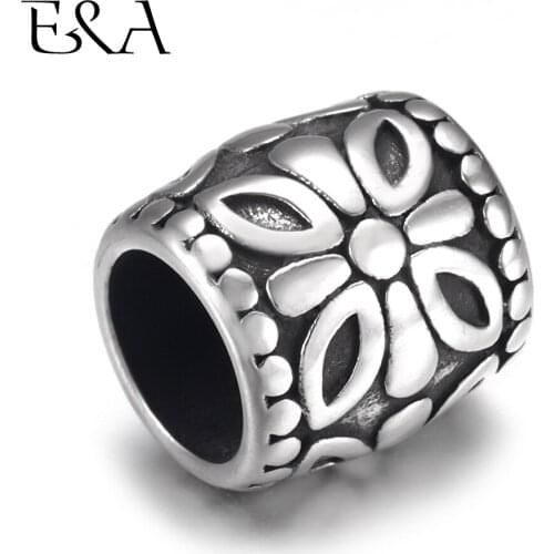 4pcs Stainless Steel Drum Bead Butterfly 8mm Large Hole for Leather Jewelry Bracelet Making Beads Charms DIY Supplies Parts