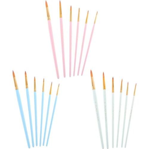 6pcs Spike Painting Brushes Nylon Hair Watercolor Gouache Paint Brush Fine Tip