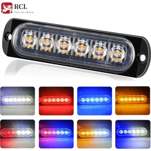 6pcs Emergency Strobe Lights Universal 6LED 18W Emergency Warning Hazard Strobe Light Bar for Off Road Vehicle, ATVs, Truck