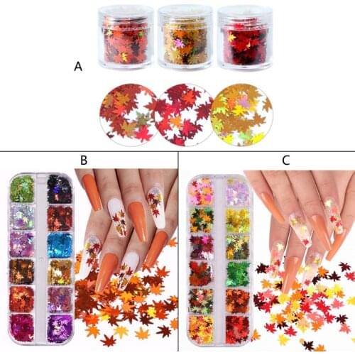 Epoxy Resin Maple Glitter Fall Leaf Holographic Autumn Nail Art Chunky Glitter Leaves Resin Fillings Sequins Art Crafts 634D
