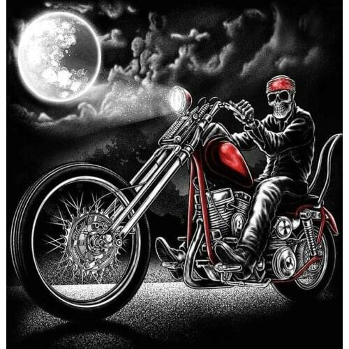New Arrival 5d diy diamond painting motorcycle skull night scene full square drill diamond embroidery full round diamond mosaic
