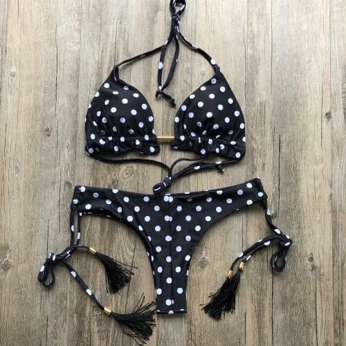 Dot Printing Low Waist Bikini 2021 New Women Swimsuit Sexy Halter Brazilian Set Swimwear Girl Beach Wear Bathing Suit Biquini