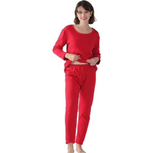 Large Pajamas Set Cotton Autumn Winter Warm Ladies Pyjamas O-Neck Nightwear Long Sleeve Loungewear Plus Size XXL-6XL