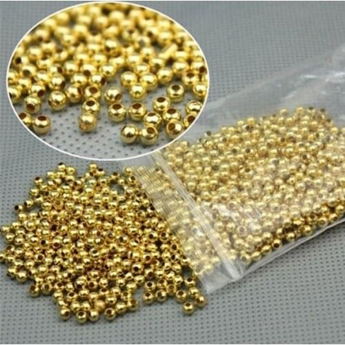 500Pcs 2.5mm Loose Spacer Beads for Jewelry Making Metal Ball Beads Gold Silver DIY Women Bracelets Accessories