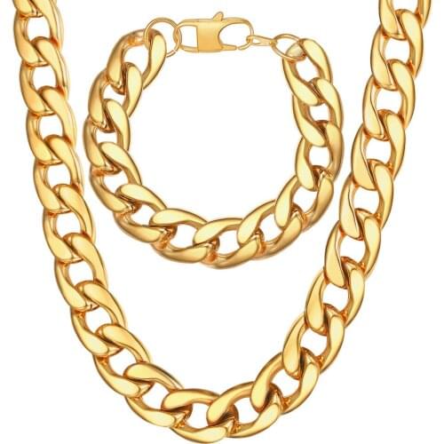 Kpop Chain Necklaces For Men Stainless Steel Rock Punk jHiphop Jewelry Big Curb Cuban Chain 15mm Width 22" 26" 28" 30" NH3015