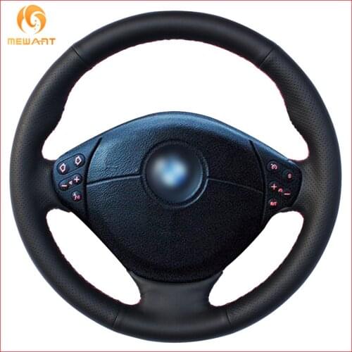MEWANT for BMW E39 5 Series 1999-2003 E46 3 Series 1999-2005 E53 X5 E36 Z3 Black Artificial Leather Steering Wheel Cover Parts