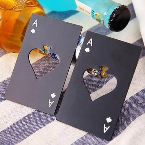 Black Poker Card Beer Bottle Opener Personalized Stainless Steel Credit Card Bottle Opener Card of Spades Bar Tool
