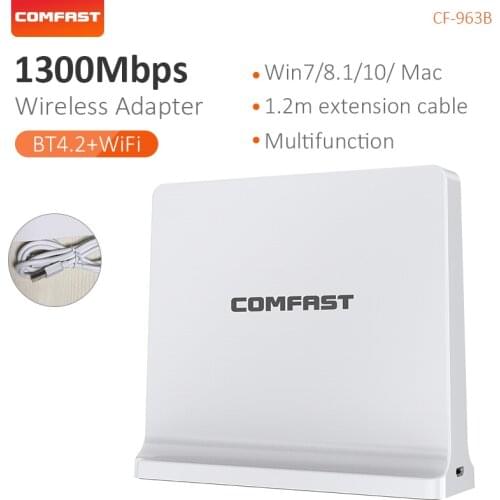 COMFAST White Wifi Adapter USB2.0 1300Mbps RTL8822BU Wireless AC USB Adapter Network Card Dual Band for PC Desktop Laptop