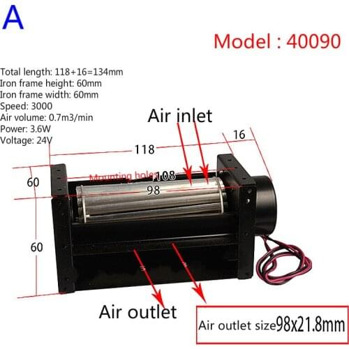 DC24V cross flow fan 40 impeller diameter high air flow fan Low noise Light weight Wind volume for horizontal installation