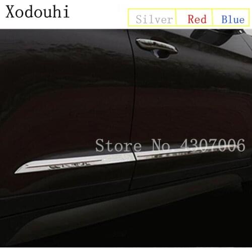 For Hyundai Tucson 2015 2016 2017 2018 Car Side Door trim Strip Molding Stainless steel Stream panel bumper hoods 4pcs