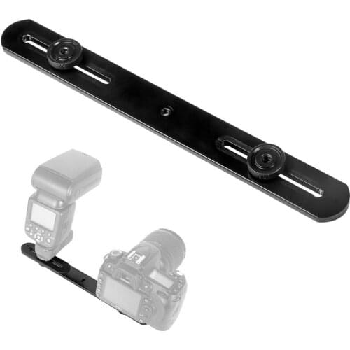 1/4" Dual Flash Bracket Extension Bar 10.6" Straight Flash Bracket Camera Mount Tripod Mount Bracket for DSLR Camera LED Light F