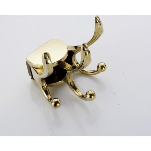 European Creative Wall Hooks Golden Brass Swivel Coat Rack Coat Hanger Hook Movable Rotary