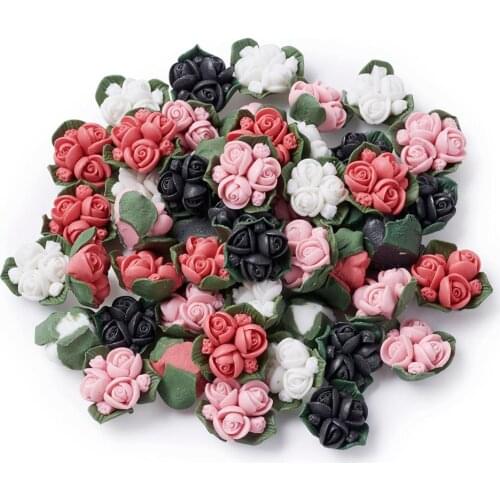 50pcs Handmade Porcelain Cabochons China Clay Beads Flower Shape For Jewelry Findings Making