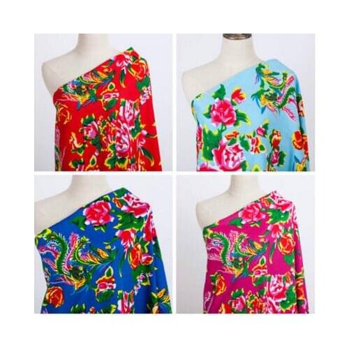 Hot Sale 3Meters Rural wind DIY Craft 7 Colors Flowers Bloom Cotton Fabric For Coat Dress Patchwork tissus au meter tissu telas