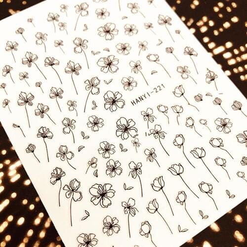 HANYI series HANYI-211 CC-63 BLACK WHITE FLOWER DESIGNS COOL 3d nail art stickers decal template diy nail tool decorations