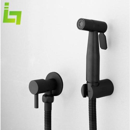 Chrome Bidet Faucet Shower Tap Black Cold and Hot Water Mixer High Pressure Double Hole Bathroom Stainless Steel Mixer