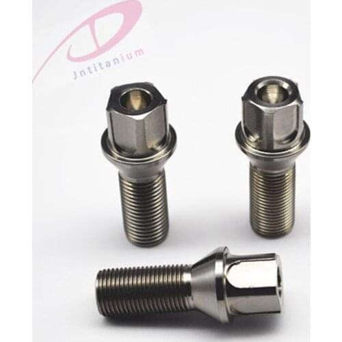 Jntitanti factory custom-made high strength super light Gr5 titanium wheel hub bolt anti-theft with cone seat 16+1ps