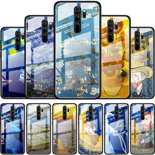 Van Gogh Oil Painting for Xiaomi Redmi K40 K30 K20 Pro Plus 9C 9A 9 8A 7 Luxury Shell Tempered Glass Phone Case Cover