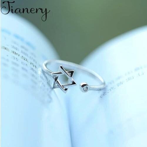 JIANERY New Trendy Silver Color David Star Rings For Women Wedding Men Jewelry Finger Rings Wholesale