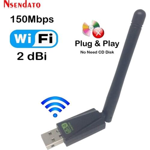 Mini USB 2.0 150Mbps WiFi Wireless Network Card Dongle MT7601 802.11 b/g/n LAN Adapter with rotatable Antenna for PC Laptop