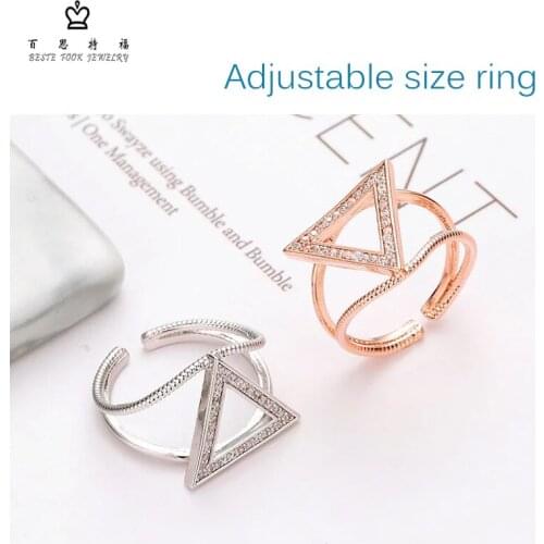 Fashion Triangle Crystal Ring Silver Color Rose Gold Ring for Women Urban Design from Beste Fook Jewelry
