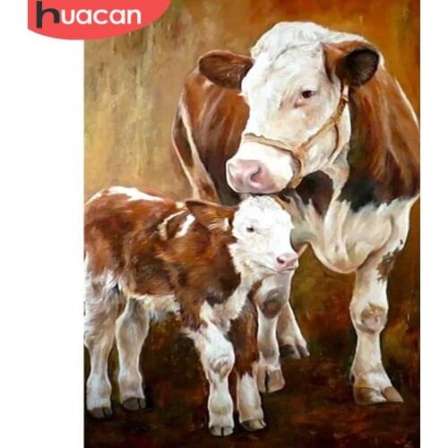 HUACAN Diy Diamond Painting Mosaic Cow Full Square/round Diamond Embroidery Animal Cross Stitch Wall Stickers Diamond Art