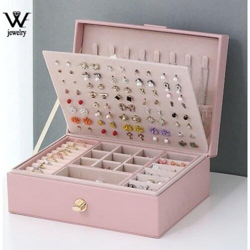 WE New Jewelry Box Portable Necklace Earrings Rings Holder Jewelry Organizer Packaging PU Leather Storage Case Display Gift