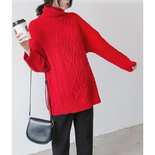 2021 New Maternity Sweater Turtleneck Knit Pullover Loose Large Size Solid Color Pregnancy Tops Tide Keep Warm Autumn And Winter