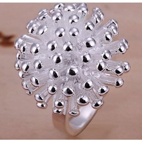 New Trendy Silver Rings 925 Sterling Silver Vintage Fireworks Round Finger Ring For Women Classic Jewelry
