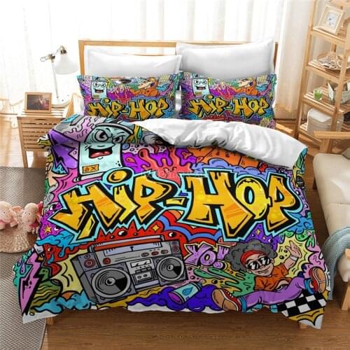 New Street Hip Hop Style Printed Bedding Set 3d Graffiti Funny Duvet Cover Set Bed Set Bed Linen Bedclothes Twin Queen King Size