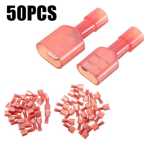 50pcs/lot Wire Connector Crimp Terminals Crimp Male + Female 22-18AWG Insulated Spade Wiring Crimps Terminal Connectors