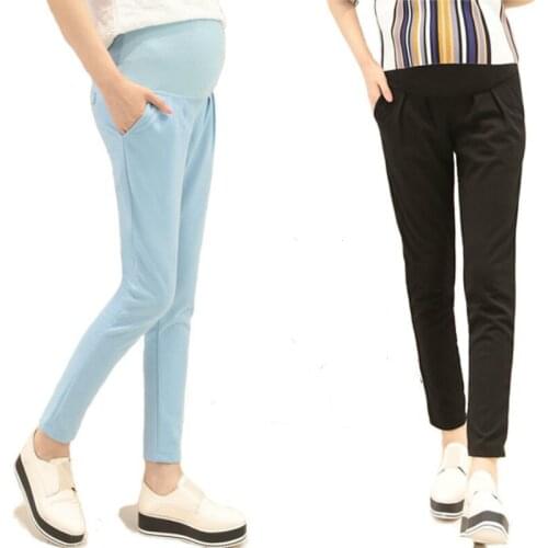 Solid Color Pregnancy High Waist Pants Chiffon Maternity Pants Pregnant Women Leggings Maternity Trousers Skinny Plus Size