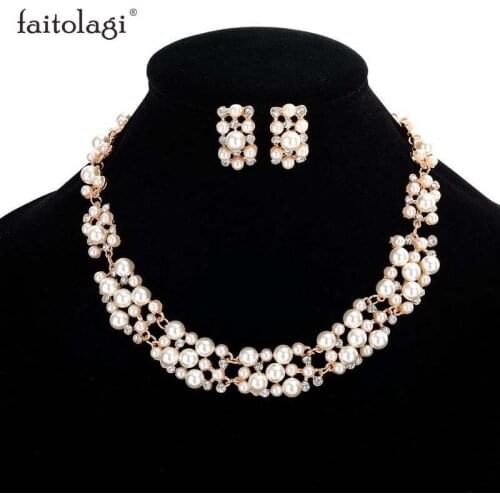 Simulated Pearl Crystal Choker Necklace Women Jewelry Statement Necklace Collares Kolye Gift Short Necklace