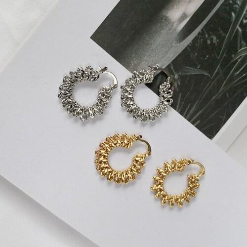 Symmetrical Round Multi Knots Geometric Earrings Brass Gold Color Hoop Earrings for Women Stylish Dainty Earrings Hoops 2020