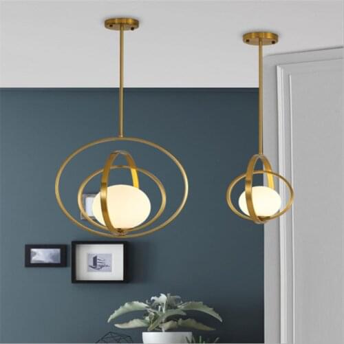 Nordic Glass orb chandelier LED minimalist luxury Gold designer lustre metal for Bedside Dining Room foyer chandelier
