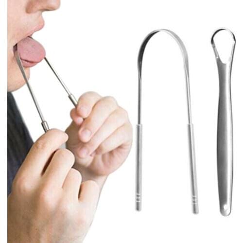 High Quality Stainless Steel Tongue Scraper Cleaner Fresh Breath Cleaning Coated TongueToothbrush Dental Oral Hygiene Care Tool