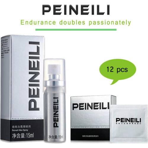 Peineili Sex Delay Spray for Men Anti Premature Ejaculation Prolong 60 Minutes Penis Enlargment Pills + 12pcs Lasting Sex Wipes