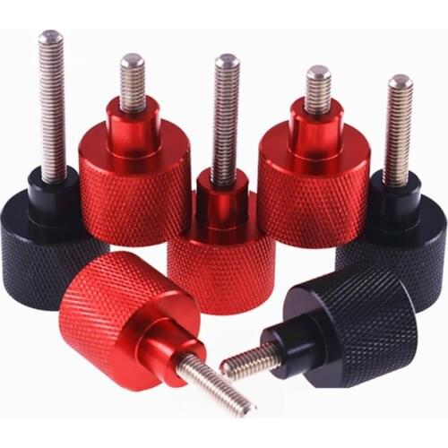 1PCS 1/4-20*Length UNC Knurled Thumb Screws Black & Red Aluminum Alloy Fixed position adjustment Hand Screw