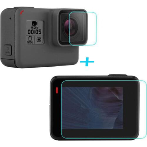 Tempered Glass Protector Cover Case Front Camera Lens LCD Screen Protective Film For GoPro Hero 6/5 Black
